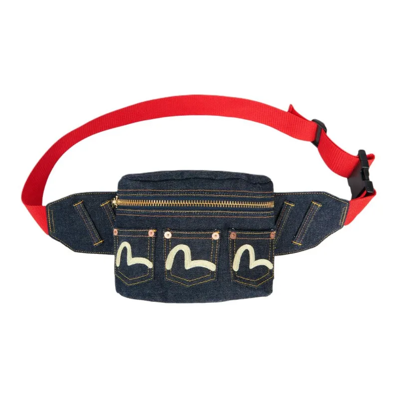 EVISU Denim Shoulder Bag, Crossbody Bag Unisex Indigo-0