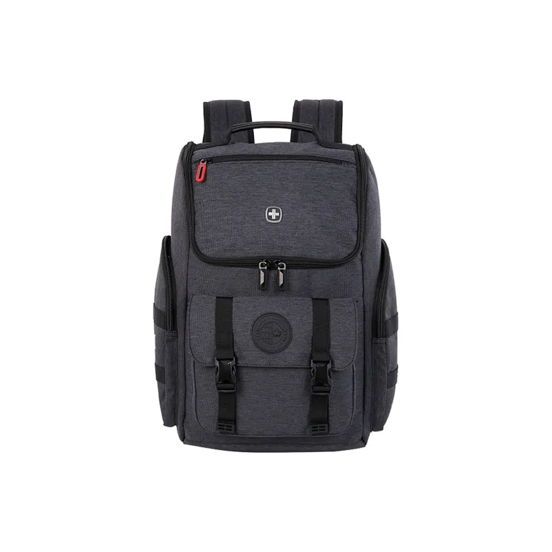SUISSEWIN Fabric Backpack Regular Unisex Black/Gray-3