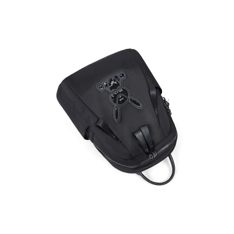 PT'SON Fabric Backpack Large Size Unisex Black-2