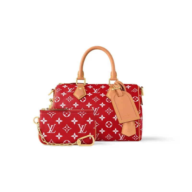 LOUIS VUITTON Speedy P9 Bandoulière 25 Monogram Leather Red-4