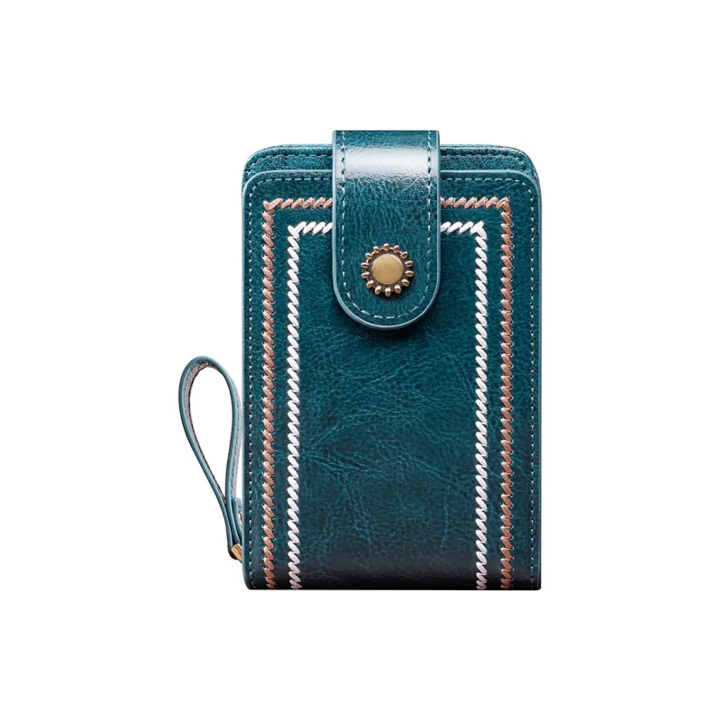 Banyanu Cow Leather Card Holder Regular Women's Jasper/Burgundy/Black/Peacock Blue/Brown/Antique Yellow-35