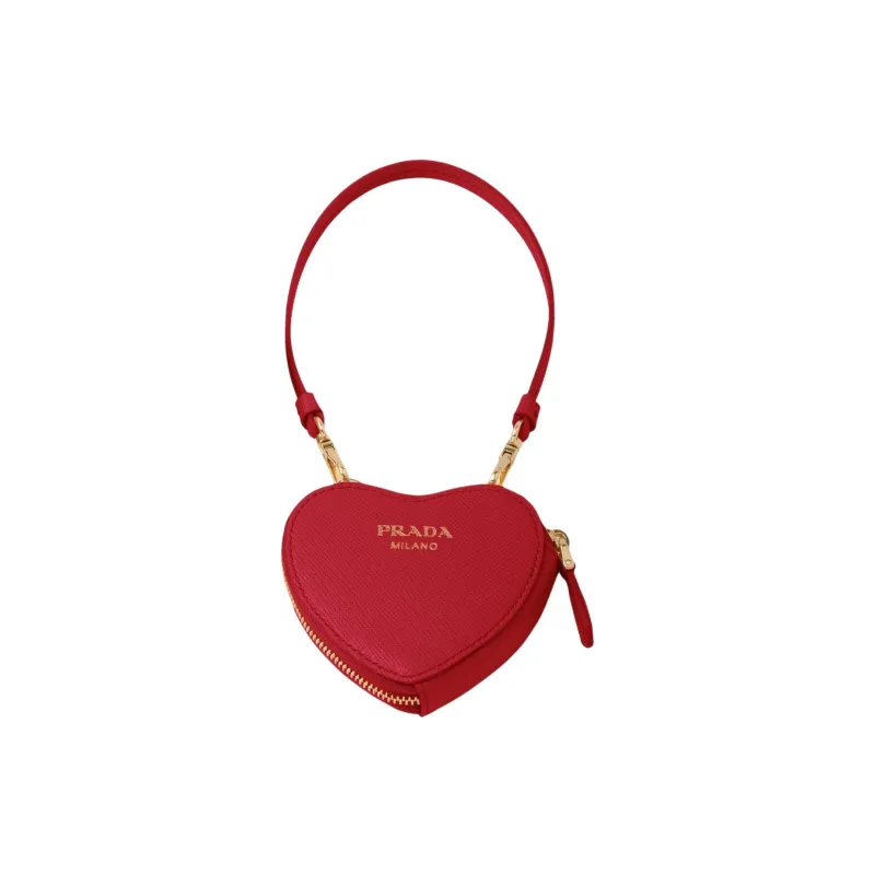PRADA Saffiano Leather Portable One Shoulder Crossbody Clutches Mini Women's Red-2