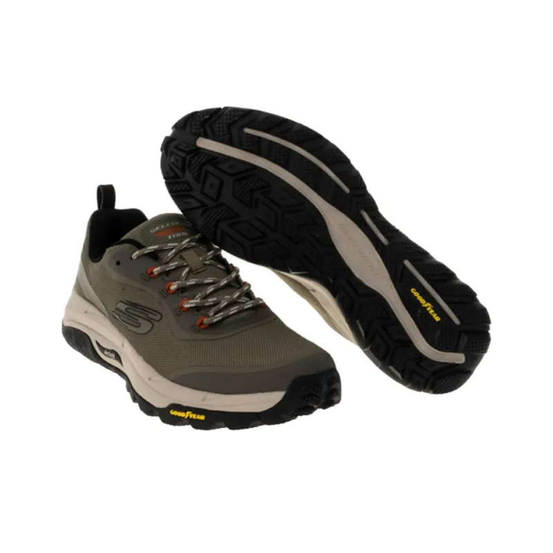 Skechers ARCH FIT SKIP TRACER Durable Breathable Low-Top Running Shoes Men's Brown Green-4