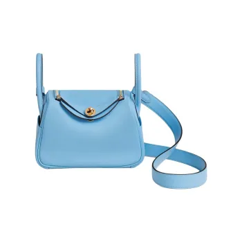 HERMES Lindy Swift Calfskin Handbag Shoulder Bag Crossbody Bag Mini Women's 7N Celeste Sky Blue