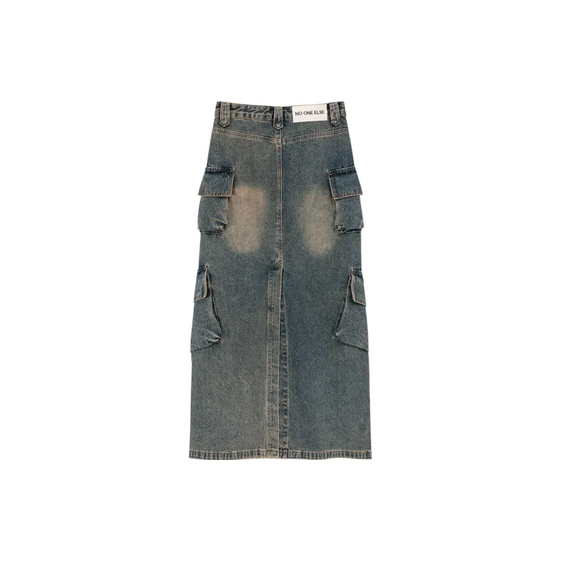 NO ONE ELSE Casual Short Skirts Women's Dark Denim Blue-1
