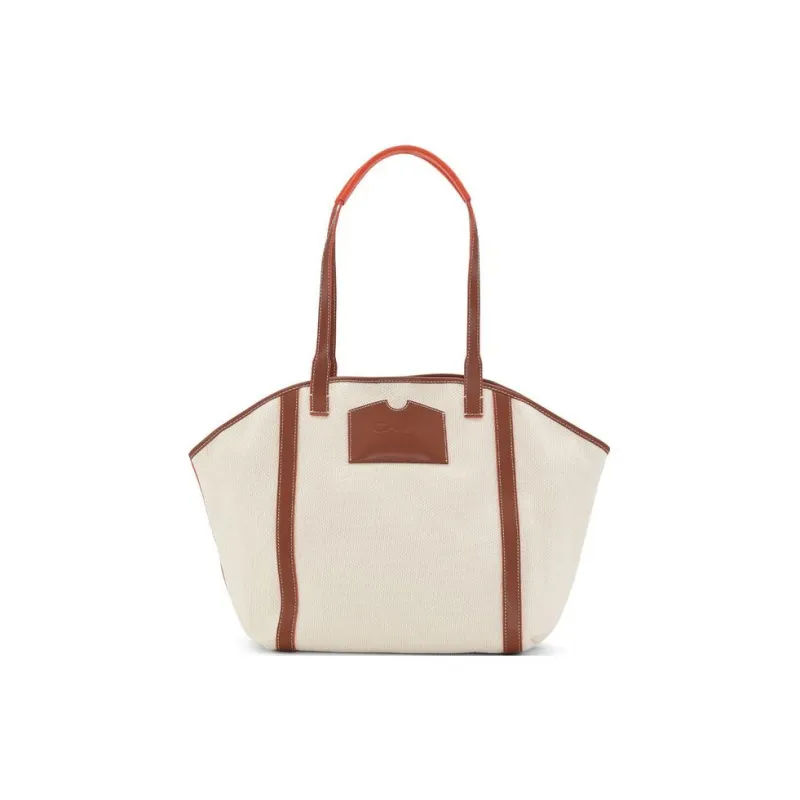 GANNI Recycled Cotton Blend Tote Bag Shopping Bag Shoulder Bag Handbag Large Size Women's White-0