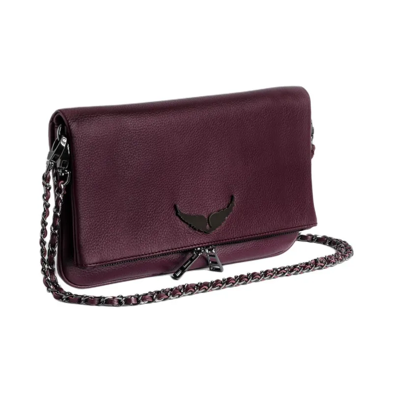 Zadig & Voltaire Cow Leather One Shoulder Crossbody Clutches Women's Burgundy-1