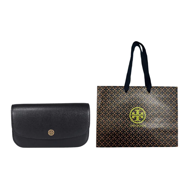 TORY BURCH Robinson Cow Leather Wallet Women's Black-3