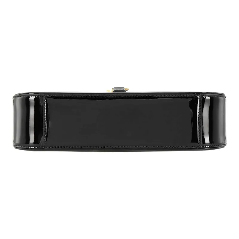SAINT LAURENT LE5A7 Patent Leather, Cow Leather Shoulder Bag, Hobo Bag, Handbag, Shoulder Bag Women's Black-5