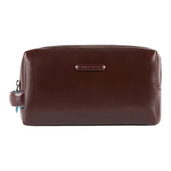 PIQUADRO Leather Clutch, Makeup Bag, Toiletry Bag Regular Unisex Chestnut