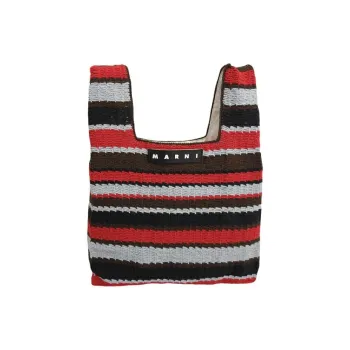 MARNI Acrylic With Cotton Tote Bag, Shopping Bag, Handbag Women's Brown, Blue, & Red