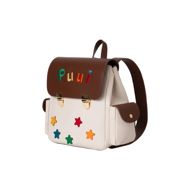 Puui PU Backpack Regular Women's White/Brown-1