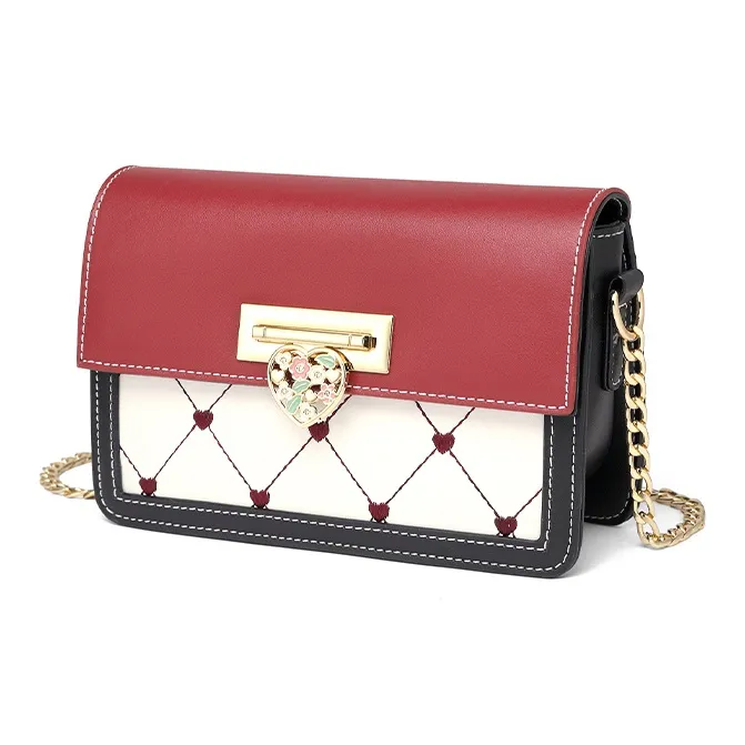AUGTARLION Artificial Leather Small Square Bag Shoulder Bag Crossbody Bag Regular Women's Light Apricot/Agate Red-6