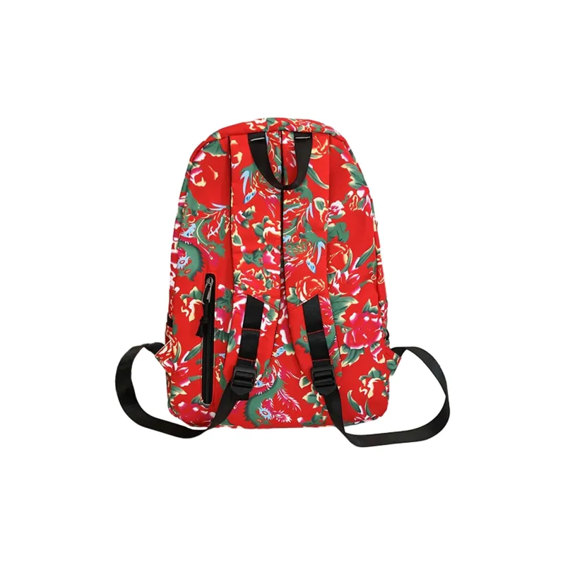 UNITE STAR Nylon Versatile Students Large Capacity Campus Backpack Regular Unisex Red/Black/Green-2