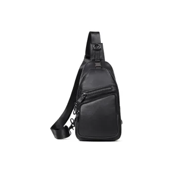 LARTIGENT Cow Leather Shoulder Bag Sling Bag Crossbody Bag Mini Backpack Regular Men's Black