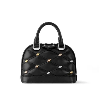 LOUIS VUITTON NANO ALMA Leather Shoulder Bag Crossbody Bag Handbag Extra Small Women's Black