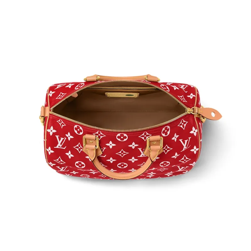 LOUIS VUITTON Speedy P9 Bandoulière 40 Monogram Leather Red-3
