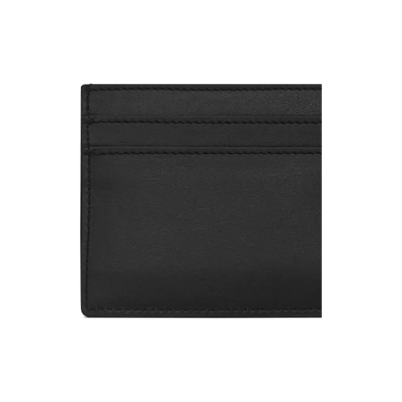 SAINT LAURENT Smooth Finish Leather Card Holder Card Holder Men's Black-4