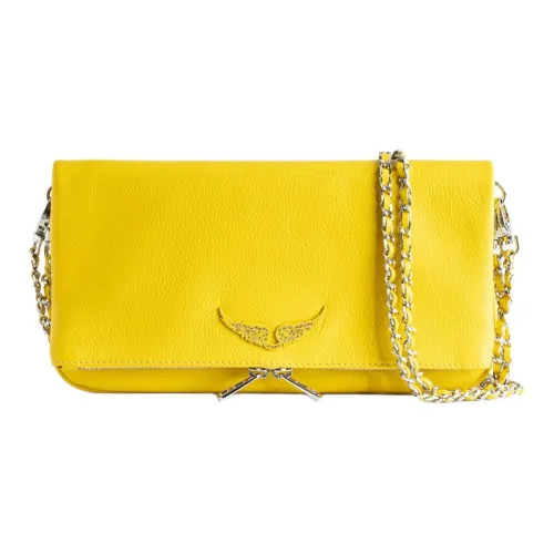 Zadig & Voltaire Calfskin Crossbody One Shoulder Clutch Women's Yellow