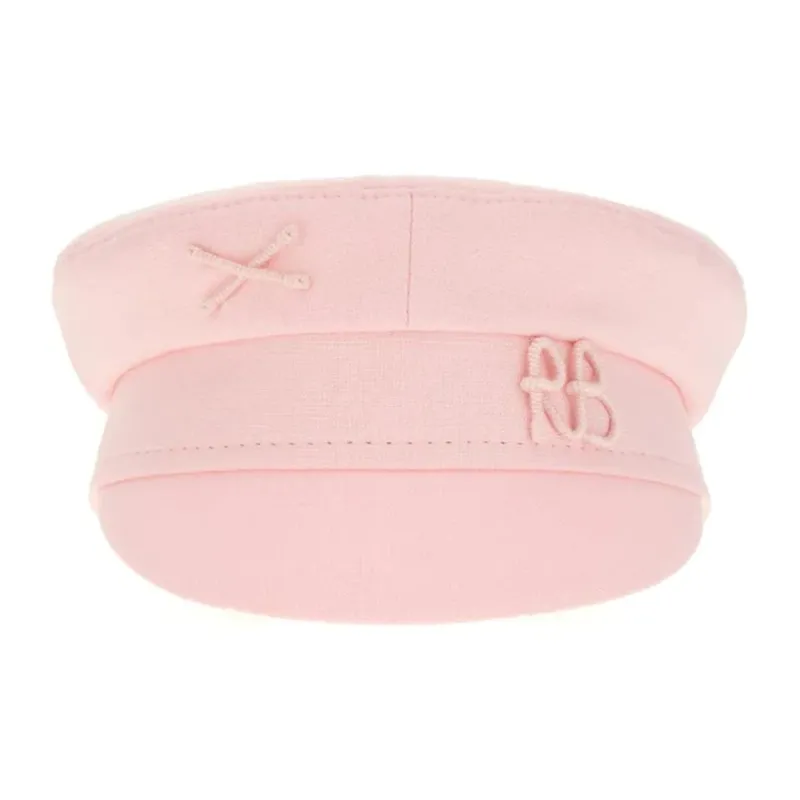 RUSLAN BAGINSKIY Embroidered logo Linen Beret-0