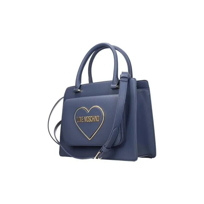 LOVE MOSCHINO Polyurethane Shoulder Bag, Crossbody Bag, Handbag Medium Size Women's Denim Blue-1