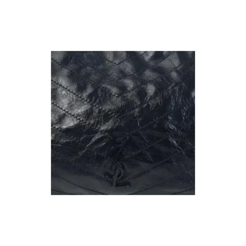 SAINT LAURENT Niki Waxed Leather Tote Bag Shopping Bag Handbag Shoulder Bag Medium Size Women's Black-7