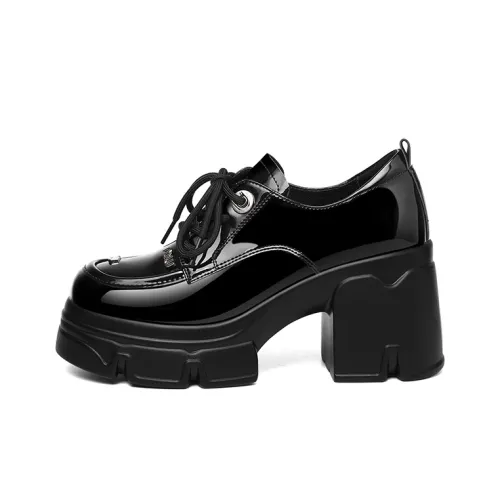Golden Silk Rabbit Casual Single Shoes 8cm Women's Black