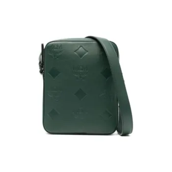 MCM Monogram Natural Leather Shoulder Bag Crossbody Bag Mini Women's Forest Green