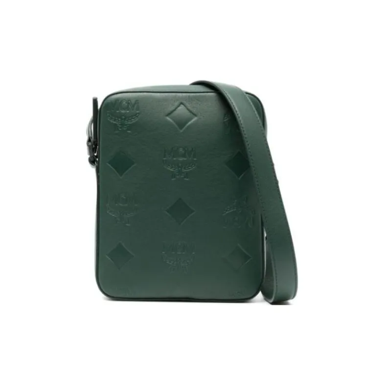 MCM Monogram Natural Leather Shoulder Bag Crossbody Bag Mini Women's Forest Green-0