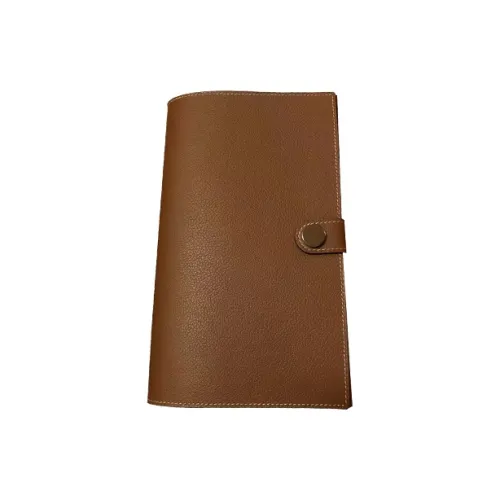 HERMES Card Holders Golden Brown