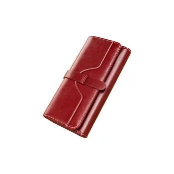 Banyanu Cow Leather Wallet Medium Size Women's Burgundy/Black/Peacock Blue/Antique Yellow