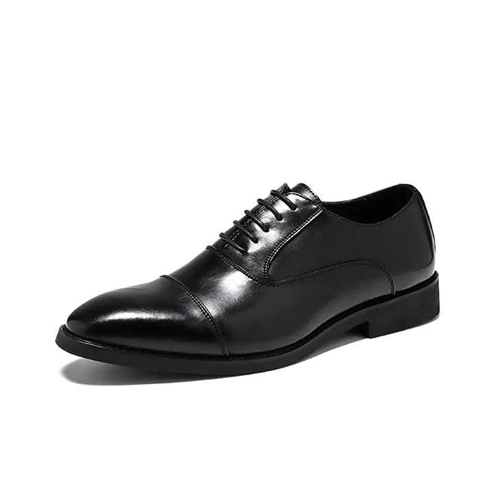 GZZ Dress Shoes Men Low Top Black-1