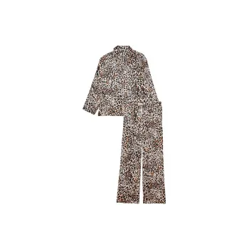 Victoria's Secret Satin Long Pajama Set Pajama Set Women's Leopard Print