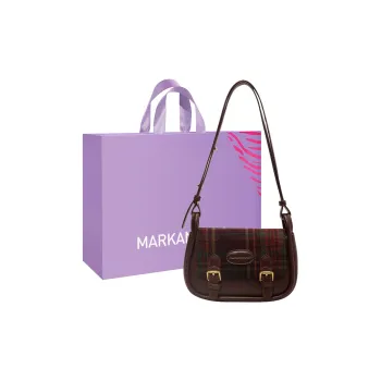 MARKANGARO Woolen Small Square Bag Shoulder Bag Crossbody Bag Regular Women's Red Plaid/Brown Plaid/Green Plaid