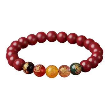 Linguanying Reconstructed Cinnabar Jade Bracelets Unisex