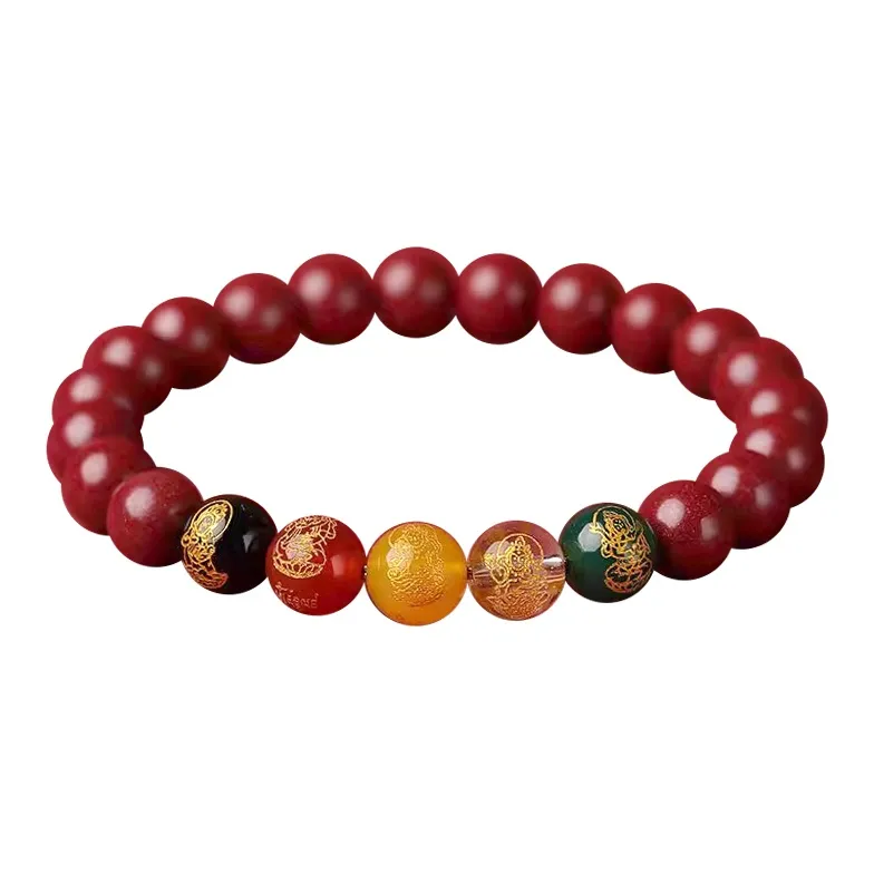 Linguanying Reconstructed Cinnabar Jade Bracelets Unisex-0