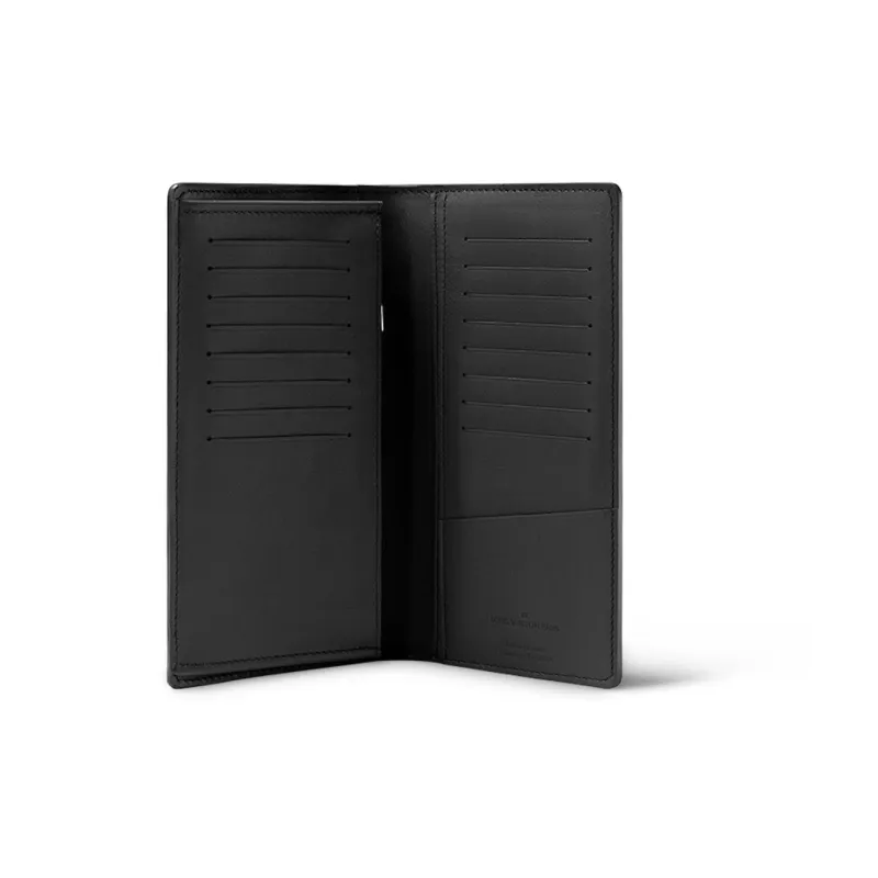 LOUIS VUITTON Leather Wallet Men's Black & Silver-3