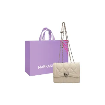 MARKANGARO PU Small Square Bag Shoulder Bag Crossbody Bag Large Size Women's White/Black