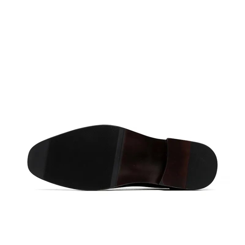 GZZ Dress Shoes Men Low Top Black/Brown-4