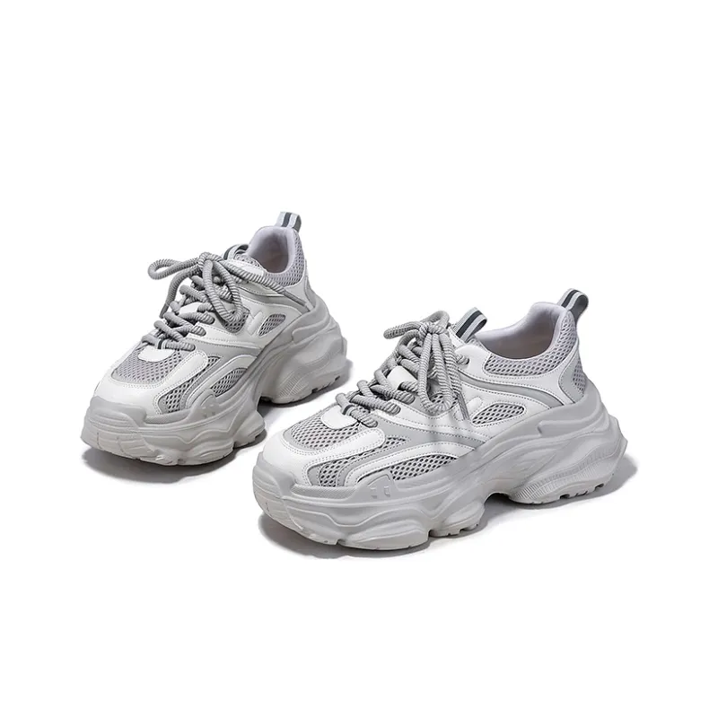 SELAIYA Slip Resistant Lightweight Height Increasing Low Top Chunky Sneakers Women's-7