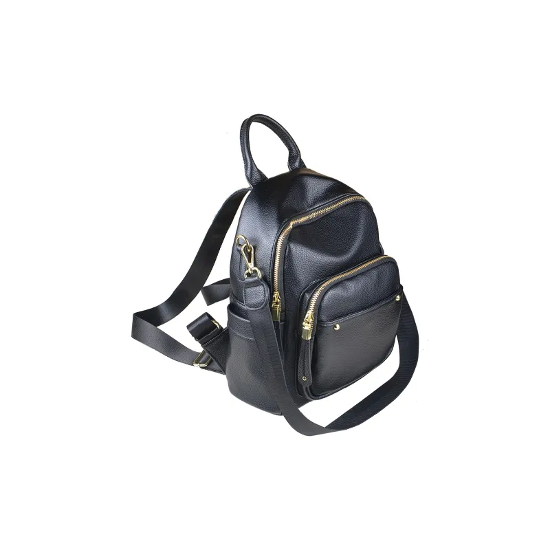 VANDEE Cow Leather Backpack Shoulder Bag Medium Size Women's Black-1