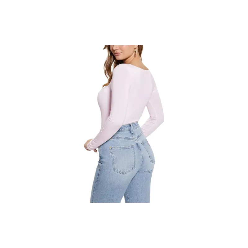GUESS Front Cut-Out Top T-Shirt Women's Pink-1