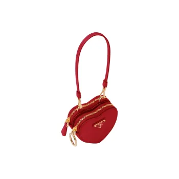 PRADA Saffiano Leather Portable One Shoulder Crossbody Clutches Mini Women's Red