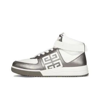 Givenchy High Top Skateboard Shoes Men's Silver Gray