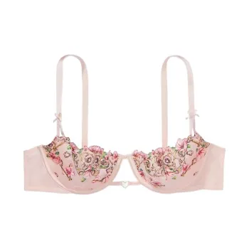 Victoria's Secret Bra Women's Light Pink Floral Embroidery