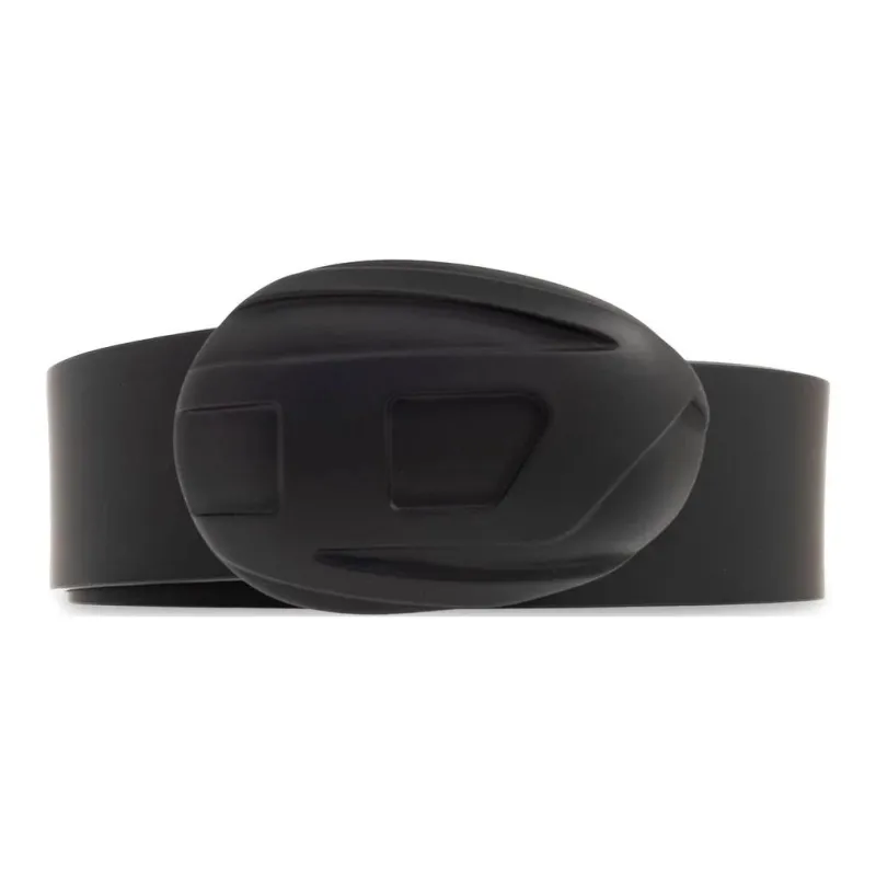 DIESEL Badge Design Leather Belts Men's Black -0