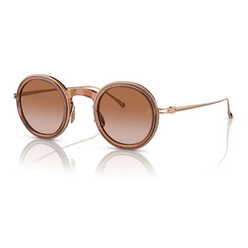 GIORGIO ARMANI Titanium Round Sunglasses Men's Brown-0