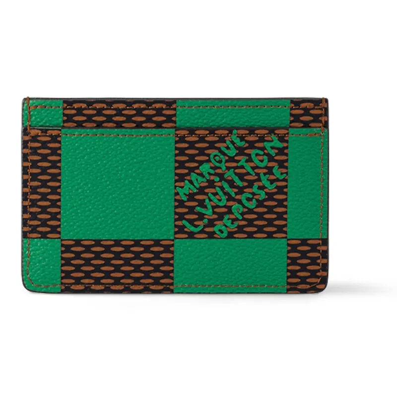 LOUIS VUITTON Porte Cartes Simple Damier Pop Green-0