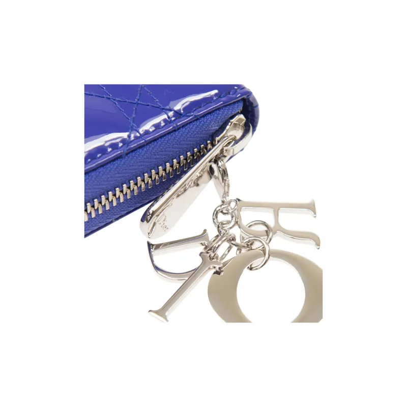 DIOR Patent Leather Wallet Women's Purple-3