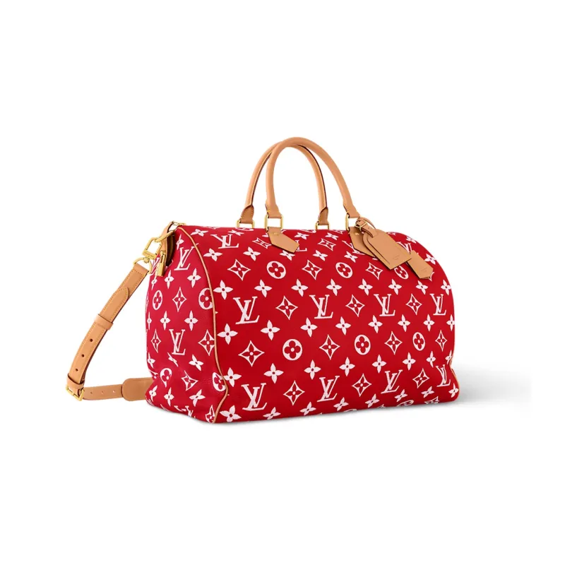 LOUIS VUITTON Speedy P9 Bandoulière 50 Monogram Leather Red-1